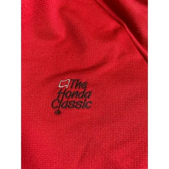 Adidas Long Sleeve Shirt Mens M 1/4 Zip‎ Honda Classic Waffle Golf Deep Red - Picture 3 of 9